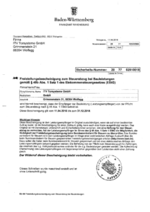 ITV-Service Freistellungsbescheinigung bis Ende 2018